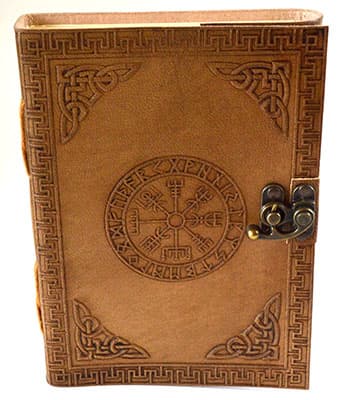 5" x 7" Rune leather blank book w/ latch